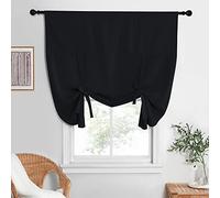 NICETOWN Blackout Curtain for Windows - Thermal Tie Shade for Decoration Length Adjustable Balloon Blind for Kitchen, 52 inches x 63 inches, Black, 1 Panel