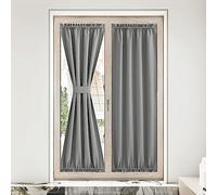 NICETOWN Blackout Curtain Panel for Front Kitchen Door Window Curtains Thermal Insulated Rod Pocket Drapes for Bedroom Glass Door with Tieback W36 x L80, Silver Grey, 1 Panel