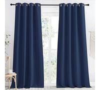 NICETOWN Blackout Curtain Panel, Navy, 55 inches Wide by 96 inches Long, 1 PC, Light Blocking Room Darkening Drape/Drapery for Nursery Room, Ring Top