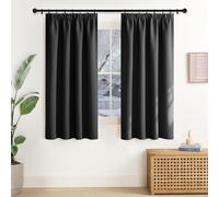 NICETOWN Blackout Curtains, Black Curtain, 160 cm, High Blackout Curtains, Short, Set of 2, 160 x 140 cm (H x W), Bedroom Thermal Curtains, Opaque, Opaque, Thermal Curtain, Ruffle Tape