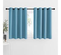 NICETOWN Blackout Window Curtains for Nursery - Eyelet Top Window Treatment Blackout Curtain Panels (Teal Blue=Light Blue, 2 PCs, W52 x L36 + 1.2 inches Header)