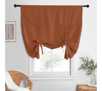 NICETOWN Burnt Orange Blackout Curtains 63 Inch Length for Bedroom - Rod Pocket Thermal Insulated Room Darkening Tie Up Curtain for Living Room Kitchen Nursery Halloween Decor, 52 x 63 inch, 1 Panel