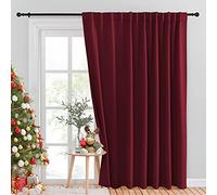 NICETOWN Christmas Room Divider Curtain, Patio Door Curtain, Blackout Blinds for Sliding Glass Door, Outside Curtain Wide Width Drape for Living Room (Burgundy Red, 100" Wide x 84" Long, 1 Piece)