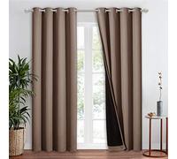 NICETOWN Complete Blackout Shade for Large Window Door, 100% Blackout Window Curtain Panel with Black Lined, 52 inches Width Each Panel, 95 inches Length, Cappuccino, 1 Piece