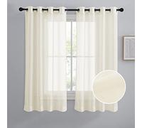 NICETOWN Crushed Sheer Curtains 63 inch Long, Grommet Crinkled Voile Sheer Light and Airy Drapes Window Treatment for Kitchen/Bedroom/Bathroom (52 inch Wide Each Panel, Beige, 2 Pieces)