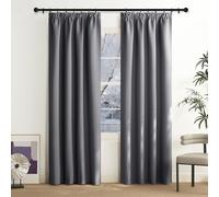 NICETOWN Curtains Grey Living Room Blackout Curtains for Rails Curtain Thermal Heat Insulating Set of 2 200 x 140 cm (H x W) Curtains Opaque