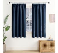 NICETOWN Dark Blue Blackout Curtains, Short Thermal Curtain, Ruffle Tape