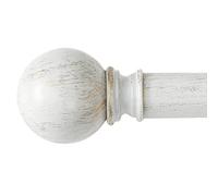 NICETOWN Decorative Single Window Drape Curtain Rod, Retro Style Standard 1 1/8 inch Diameter Adjustable 28-48" Length with Round Finials, Antique White