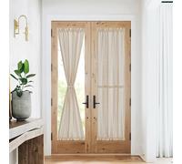 NICETOWN Door Curtain with Drawstring Tieback - Privacy French Door Shade Light Filgtering Curtain for Patio Sidelight Glass Window, W 26 x L 72 in, 1 Pc, Angora