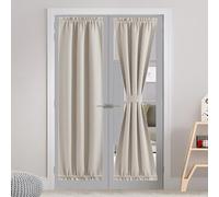 NICETOWN Door Curtains 72 inche Long - Faux Linen French Door Shades for Glass, Thermal Insulated Window Covering for, Sidelight Curtains for Kitchen, 30 inch Wide, Angora, 1 PC