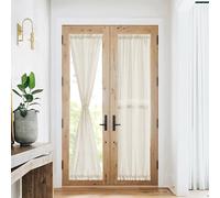 NICETOWN Doorway Curtains for Entryway, French Door Curtain with Drawsting Tieback for Front Back Door Rod Pocket Rustic Side Shade for Living Room Bedroom, 1 Panel, 26" W x 80" L, Natural