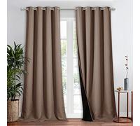 NICETOWN Extra Long Truly Blackout Drape for Hall and Villa, 100% Blackout Window Curtain Panel with Black Lined for Night Shift Worker, 52-inch Width, 108-inch Length, Cappuccino, 1 Piece