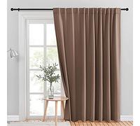 NICETOWN Extra Wide Blackout Patio Blinds, Thermal Blackout Patio Door Curtain Panel, Sliding Door Insulated Curtains with Back Tab for Extra Wide Windows (Cappuccino, 100" x 84")