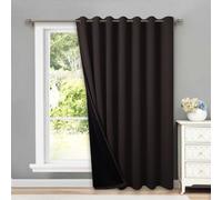 NICETOWN Extra Wide Patio Door Curtain, Super Heavy-Duty Thermal Sliding Glass Door Lined Drape, Privacy Assured 100% Blackout Window Treatment(Brown, 1 Panel, 100 inches W x 84 inches L)