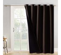 NICETOWN Extra Wide Patio Door Curtain, Super Heavy-Duty Thermal Sliding Glass Door Lined Drape, Privacy Assured 100% Blackout Window Treatment(Brown, 1 Panel, 70 inches W x 84 inches L)