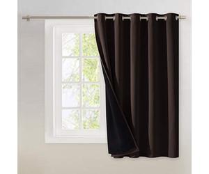 NICETOWN Extra Wide Patio Door Curtain, Super Heavy-Duty Thermal Sliding Glass Door Lined Drape, Privacy Assured 100% Blackout Window Treatment(Brown, 1 Panel, 70 inches W x 63 inches L)