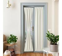 NICETOWN Farmhouse Blackout Door Curtains, Elegance French Faux Linen Door Curtains for Privacy, Easy Installed Panels, Window Covering for Doorway, Natural, 25" W x 80" L, 1 Panel