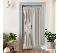 NICETOWN Faux Linen Door Curtain for Windows, French Door Curtains for Privacy, Easy Installed Temporary Window Covering (Angora, 25" W x 80" L, 1 Panel)