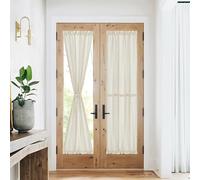 NICETOWN French Door Curtains Linen Door Blinds Privacy Sidelight Window Curtains for Kitchen Farmhouse Front Door Curtains with Drawstring Tiebakc for Glass Door, 1 Panel, 26W x 72L, Greyish White