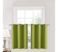 NICETOWN Fresh Green Window Valance Curtains - Home Decor Easy Care Home Decor Tier Curtains with Grommet-Top for Bedroom, Living Room (42W by 24L 1.2 inches Header, 2 Panels)
