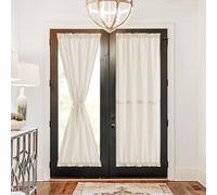 NICETOWN Front Door Curtains for Kitchen, Farmhouse 36 x 72 Inch Long Light Filtering Privacy Linen Blend Farmhouse Curtian with Drawstring Tieback for Living Room Kitchen Glass Door, 1 Panel, Natural