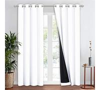 NICETOWN Full Shading Curtain for Windows, Super Heavy-Duty Black Lined Blackout Curtain for Bedroom, Privacy Assured Window Treatment (White, 1 Panel, 52 inches W x 95 inches L)