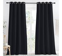 NICETOWN Halloween Black Blackout Long Curtain 96 inch Length, W55 x L96 Inch, 8 Grommets Top, 1 Piece, Thermal Insulated Modern Window Treatment Soundproof Drape Panel for Bedroom/Living Room