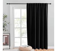 NICETOWN Halloween Blackout Curtain for Sliding Door, Heavy-Duty Patio Door Curtains, Thermal Insulated Wide Drapes/Draperies for Dining Cabin Room Divider Balcony Room (Black, 80 by 84, Single Panel)