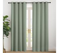 NICETOWN Heat Curtain, Cold Protection, Sage Green Curtains, 220 cm Long, Blackout Curtain, Children's Room, Living Room Curtains, Modern Eyelet Curtain, Set of 2, Sage Green, H 220 x W 140 cm