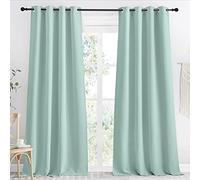 NICETOWN Kitchen Blackout Window Curtain Panel, Aqua Blue, 1 Panel, 55 by 96 inches Long, Home Fashion Thermal Insulated Solid Grommet Room Darkening Drape for Apartment