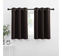 NICETOWN Kitchen Blackout Window Treatments Curtains - Eyelet Top Home Fashion Blackout Curtains Tailored Panels (Double Panels, W42 x L36 inches + 1.2 inches Header, Toffee Brown)