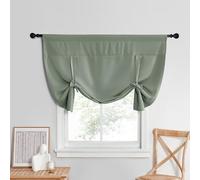 NICETOWN Kitchen Window Curtains for Cabinet, Farmhouse Tie Up Short Curtains for Small Window Thermal Roman Shade Adjustable Valance Balloon Blind for, 52" x 45", Greyish Green, 1 PC