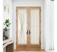NICETOWN Linen French Door Curtain - Farmhouse 72 inches Long Curtain with Drawstring Tieback Privacy Window Shade for Sliding Patio Front Back Door, 1 Panle, 26" Wide, Natural