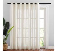 NICETOWN Linen Textured Sheer Curtains - Extra Wide Grommet Semi Voile Curtain Panel Window Treatment Drape for Living Room/Bedroom/Patio, Beige, 100 W by 84 L inches, Sold as 1 Panel