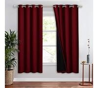 NICETOWN Living Room Completely Shaded Drapery, Privacy Protection & Noise Reducing Ring Top Drape, Black Lined Insulated Window Treatment Curtain Panel (Burgundy Red, 1 Piece, W52 x L72)