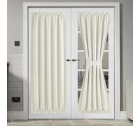 NICETOWN Natural Curtain Panel for French Door Kitchen Window Curtains Thermal Insulated Rod Pocket Faux Linen Drapes for Living Room Glass Door with Tieback, W54 x L72, 1 Panel