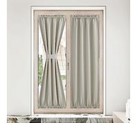 NICETOWN Natural Door Window Curtains for Doorway, Farmhouse French Door Curtain Thermal Insulated Blackout Shade for Patio Kitchen Bathroom Window, 1 Panel, 36" W x 80" L