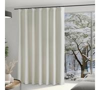 NICETOWN Natural Room Divider Sliding Glass Door Curtain 96 inches Long 100 inch Wide Blackout Thick Faux Linen Drape - Sound Dampening Rod Pocket/Back Tab/Hook Belt for Living Room, 1 Panel