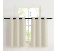 NICETOWN Net Curtains Short Beige Opaque Set of 2 H 90 x W 107 cm Light Beige Blackout Curtains with Eyelets Thermal Curtains for Bedroom Kitchen Window Curtains