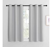 NICETOWN Net Curtains Short Set of 2 H 120 x W 107 cm Blackout Curtains with Eyelets Short Window Curtains Light Grey Short Curtain Modern Kitchen Curtains Thermal Curtains H 120 x W 107 cm