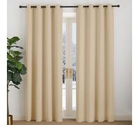 NICETOWN Opaque Beige Thick Curtain Against Cold Curtains, 200 cm Long Opaque Curtains with Eyelets, Living Room, Modern, Set of 2, Biscotti Beige, H 200 x W 140 cm