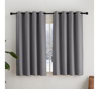 NICETOWN Opaque Blackout Curtains with Eyelets Set of 2 H 145 x W 140 cm Modern Thermal Curtains Grey