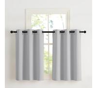 NICETOWN Opaque Kitchen Curtains with Eyelets Set of 2 H90 x W107 cm Light Grey Window Curtains Short Thermal Curtains