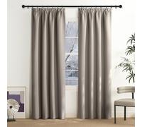 NICETOWN Opaque Living Room Curtains with Ruffle Tape, Blackout Curtains, Thermal Curtain, Heat Protection for Rail, Sand Colour, 2 Pieces, 200 x 140 cm (H x W)