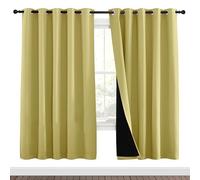 NICETOWN Paler Yellow Full Shade Curtain Panels, Pair of Energy Smart & Noise Blocking Out Blackout Drapes for Dining Room Window, Thermal Insulated Guest Room Lined Window Dressing(70 x 72 inch)