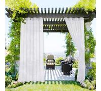 NICETOWN Patio Outdoor Curtain Voile Sheer Waterproof, Stainless Steel Rustproof Grommet Light Filter Indoor Outdoor Sheer Panel for Cabana/Abror, 1 Panel, W54 x L108, White