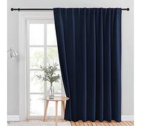 NICETOWN Patio Sliding Glass Door Curtain, Room Darkning Curtain for Sliding Door, Patio Door Curtains, Thermal Insulated Wide Drapes/Draperies for Bedroom (Navy, 100 by 84-inches, 1 Piece)