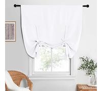 NICETOWN Pure White Curtain Thermal Insulated Tie Up Window Shade for Kitchen Light Blocking Curtains for Bathroom, Rod Pocket, Single Panel, 52in Wide by 63in Long