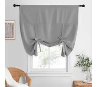 NICETOWN Rod Pocket Blackout Tie Up Curtains for Bedroom, Room Darkening Window Curtains for Living Room, Thermal Insulated Noise Reduction Solid Window Drapes, 1 Panel, 52x63 in, Silver Grey