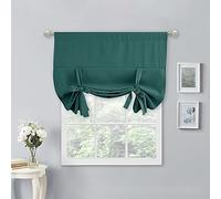 NICETOWN Roman Curtains for Kitchen - Blackout Tie Up Curtains Window Treatment Valance Adjustable Rod Pocket Balloon Shades for Bathroom Christmas, 1 Panel, 40 inches W x 54 inches L, Hunter Green